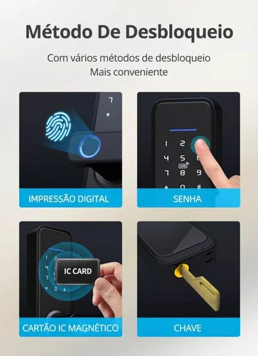 Fechadura Inteligente Eletrônica Tuya – Trava de Segurança para Porta com 2 Cartões Magnéticos