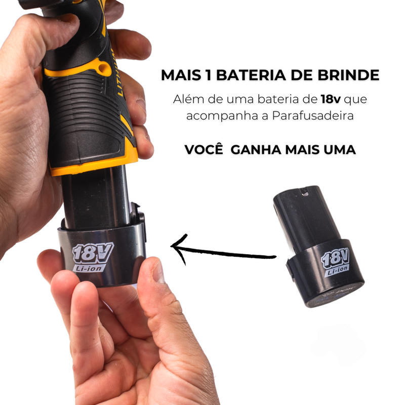 Parafusadeira Elétrica PowerPro a Bateria com Kit de Acessórios