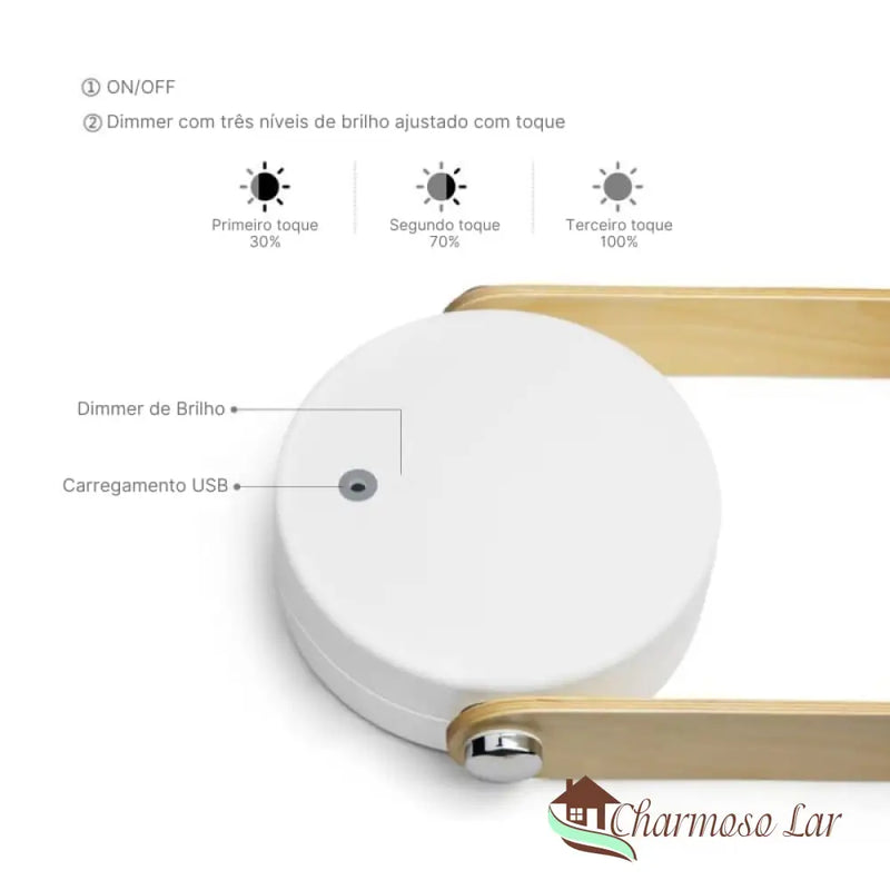 Luminária de Mesa LED com Alça Luminária de Leitura